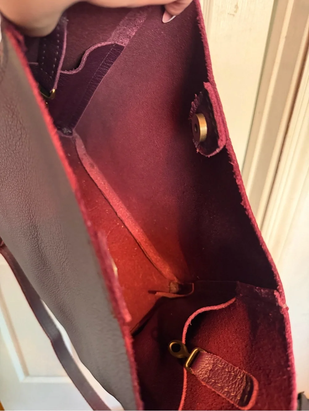 Portland Leather Butterfly Bucket Bag in Plum - Picture 3 of 3